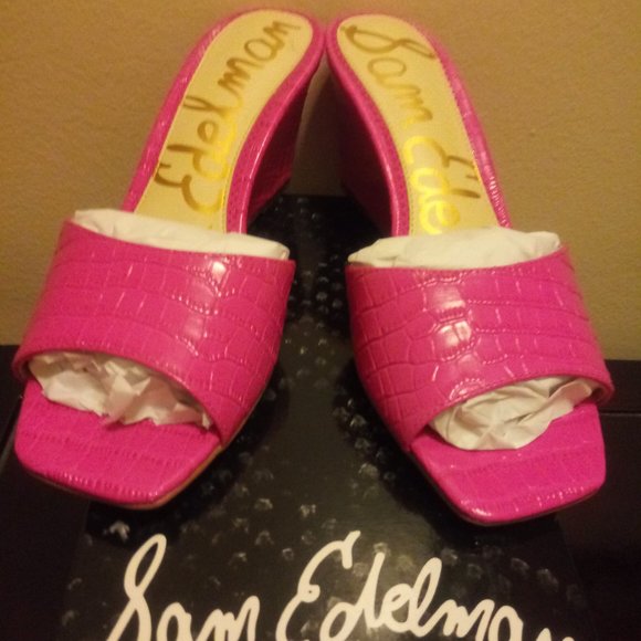 Sam Edelman Shoes - Sam Edelman Tesma Wedge Mule Magenta Croc